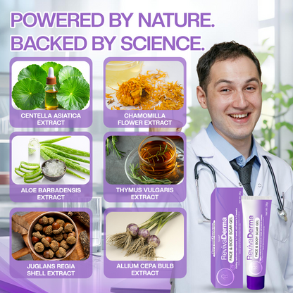 Timilk® RevivaDerma Face & Body Scar Gel - Clinically proven to soften, flatten and fade surgical scars, acne marks, burns, keloids and trauma-related scars