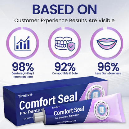 🔥 LIMITED SPECIAL OFFER 🔥 Timilk® Comfort Seal Pro Denture Adhesive🦷💜FDA Certified (Clinically Proven 96-   Hour Lock Hold for   Secure, Comfortable &   Zinc-Free Denture Fit)