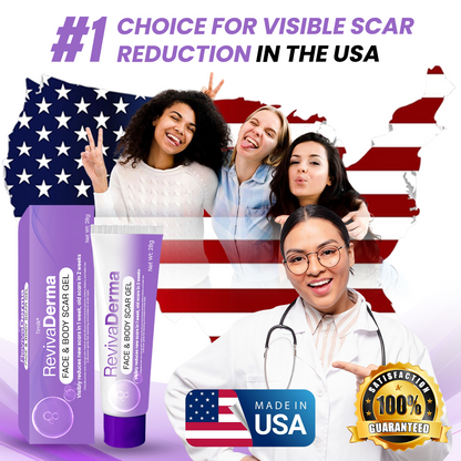 Timilk® RevivaDerma Face & Body Scar Gel - Clinically proven to soften, flatten and fade surgical scars, acne marks, burns, keloids and trauma-related scars