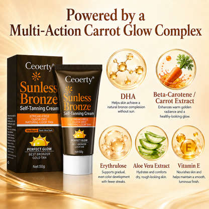 Ceoerty® Sunless Bronze Self-Tanning Cream🥕✨No-Sun Natural Bronze Glow with DHA + Beta-Carotene for Streak-Free, Non-Orange, Hydrating Tan & Smoother-Looking Uneven Skin